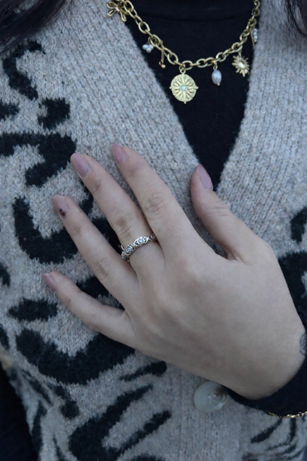 Bague Céleste - Argentée (soleil & strass)