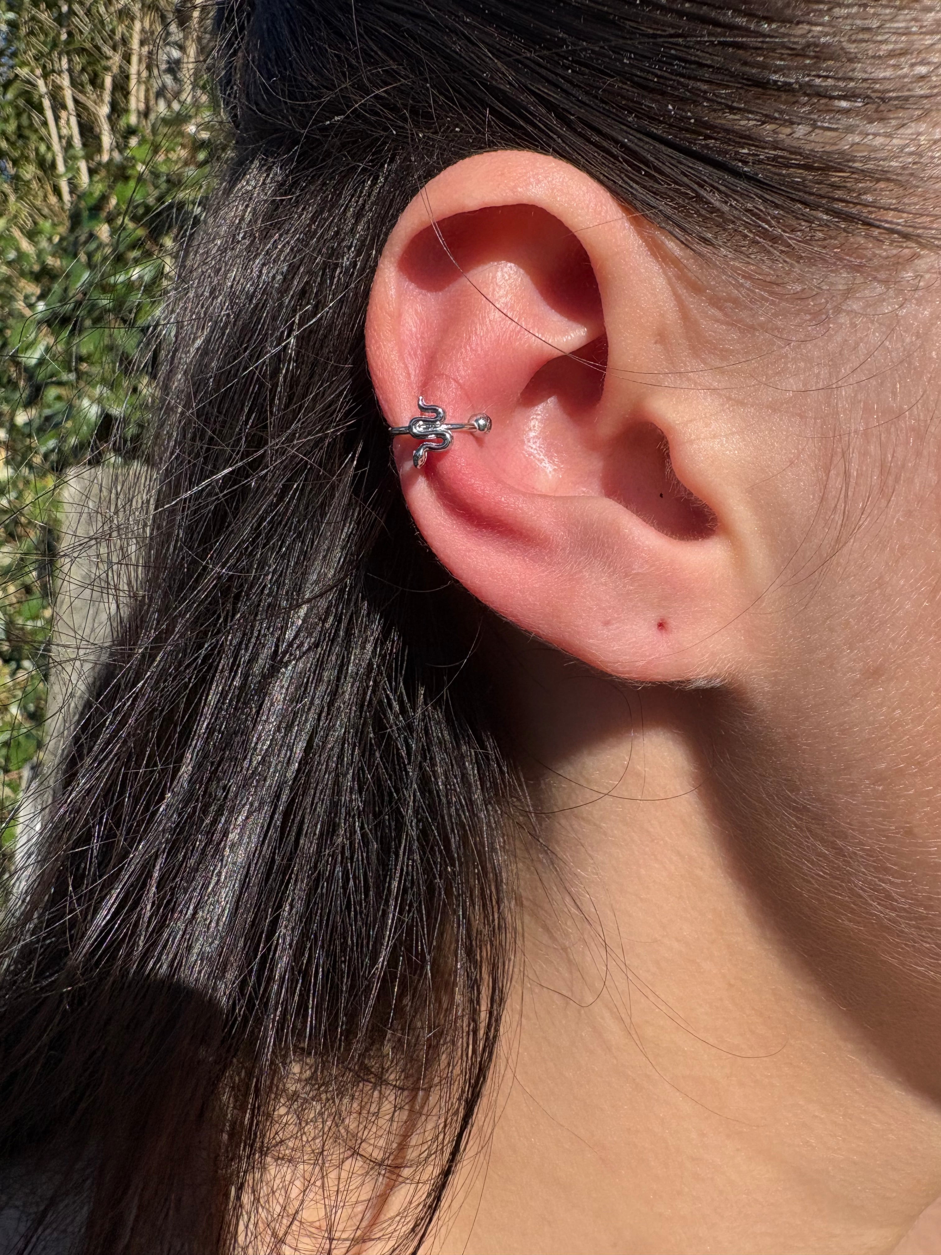 Bague d’oreille Serpent Argentée