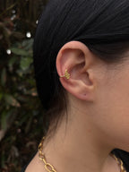 Bague d'oreille feuille dorée