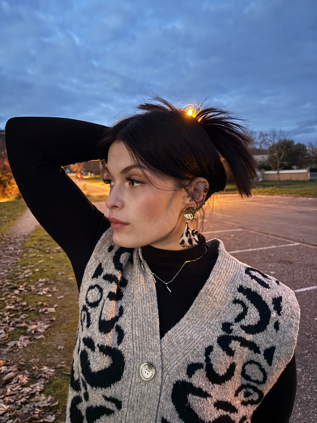 Boucles Léopard - Dorées & tissu