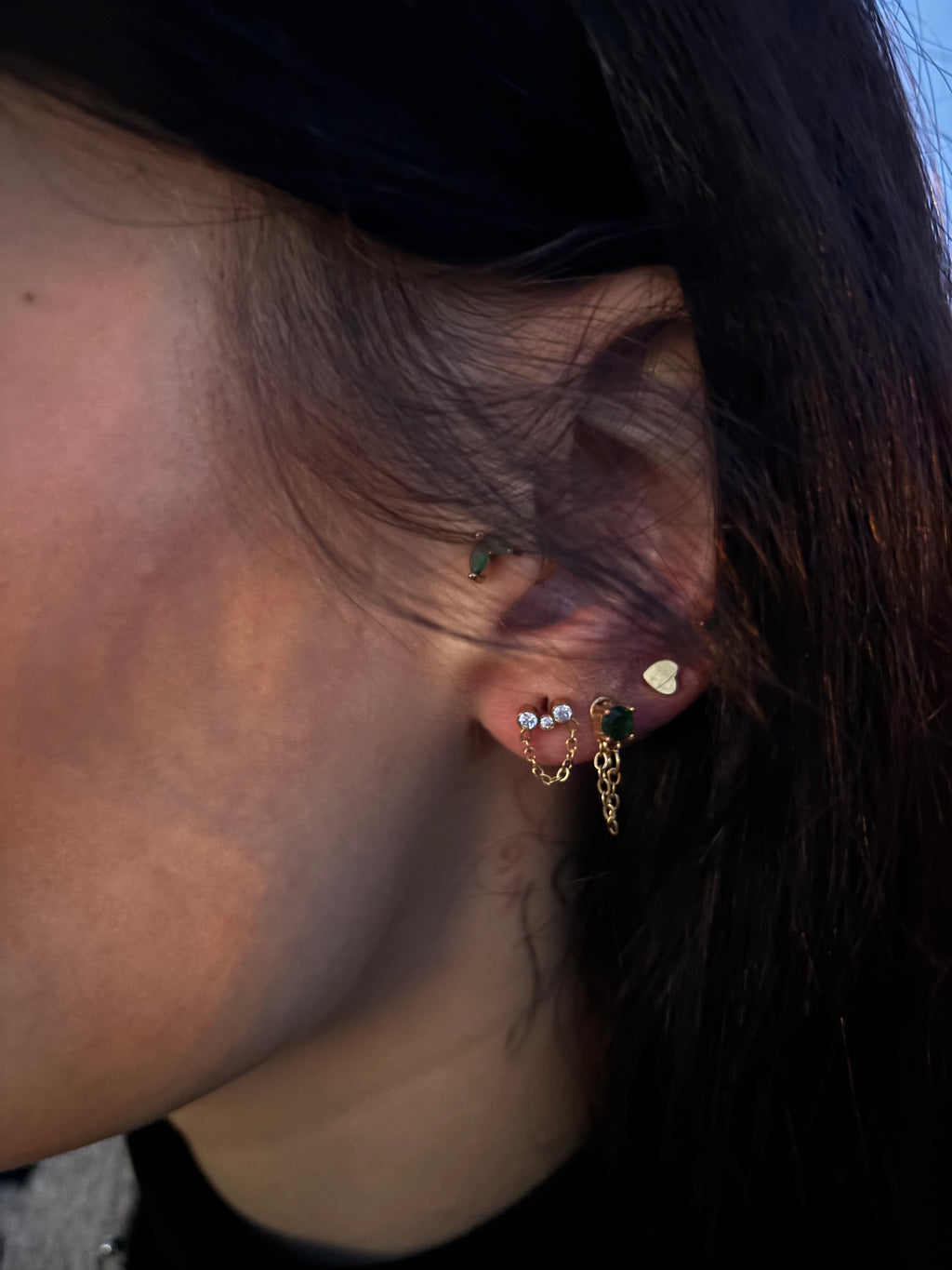 Boucles Nova - Chaînette & 3 strass