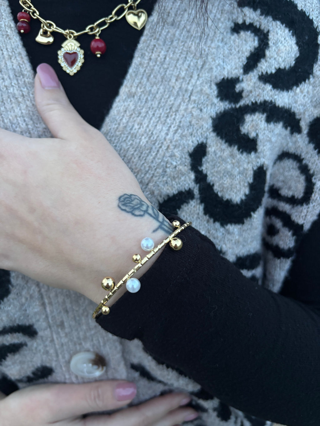 Bracelet jonc Billes doré