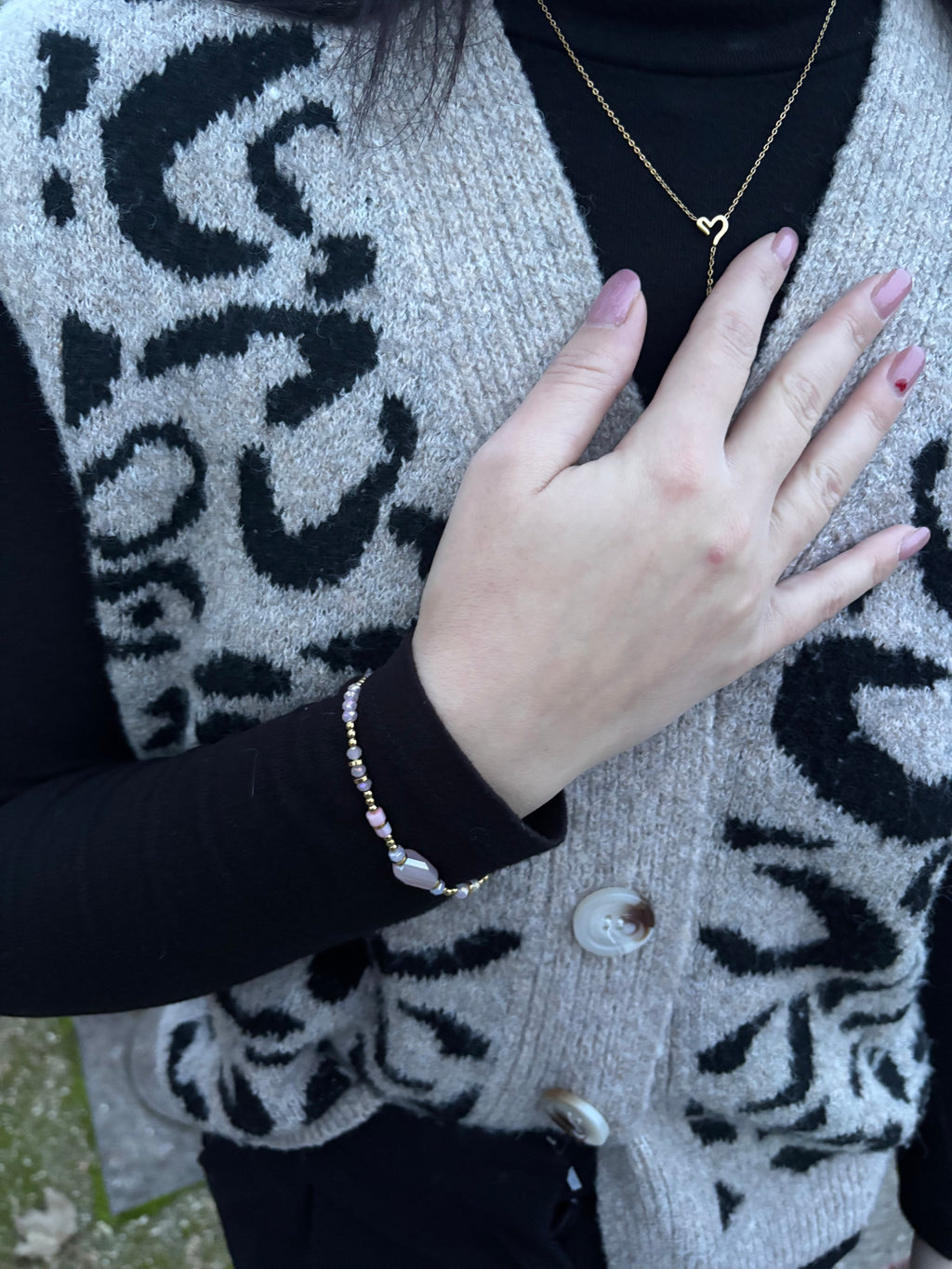 Bracelet Perles - Rose pâle & Doré