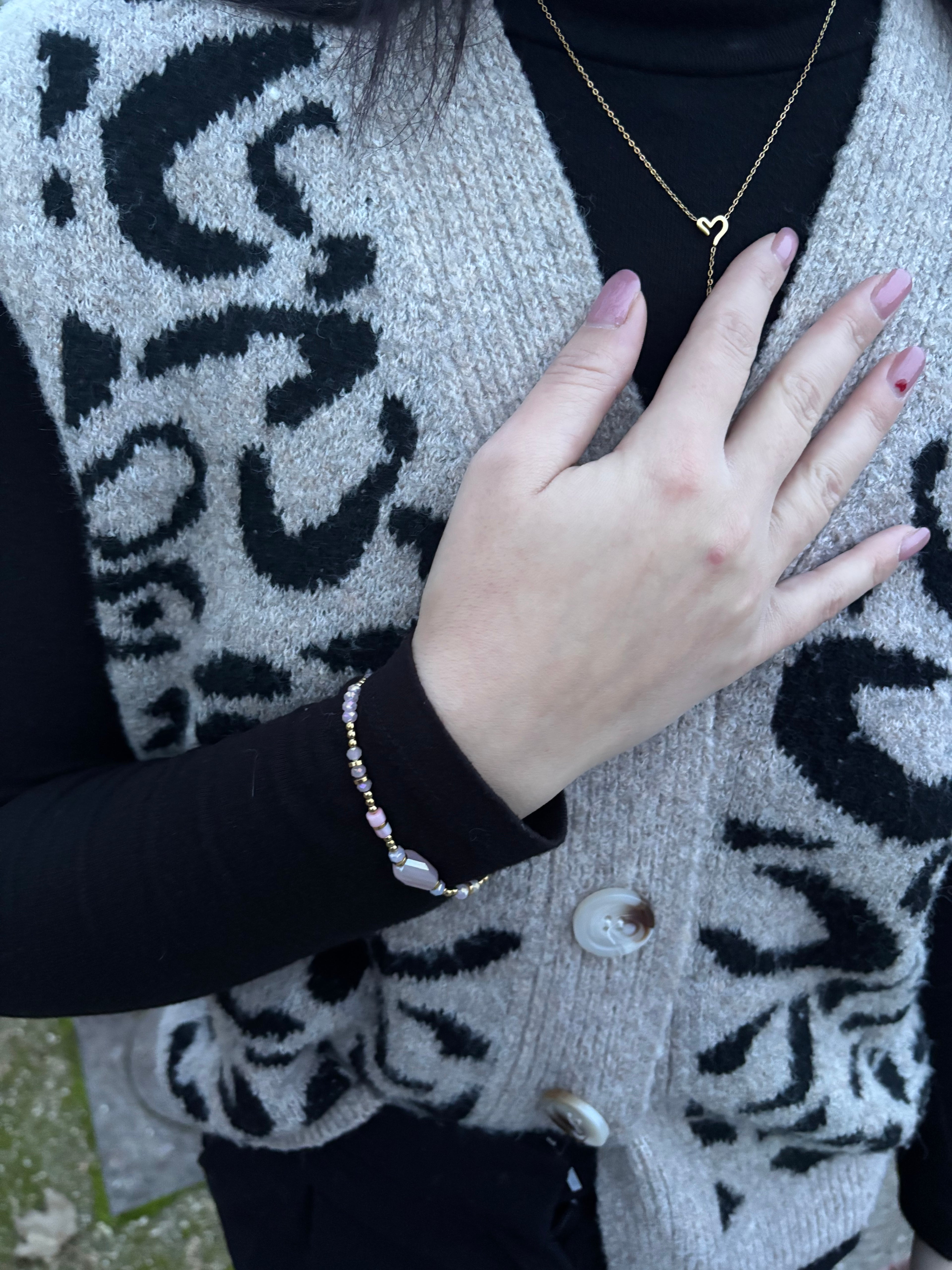 Bracelet Perles - Rose pâle & Doré