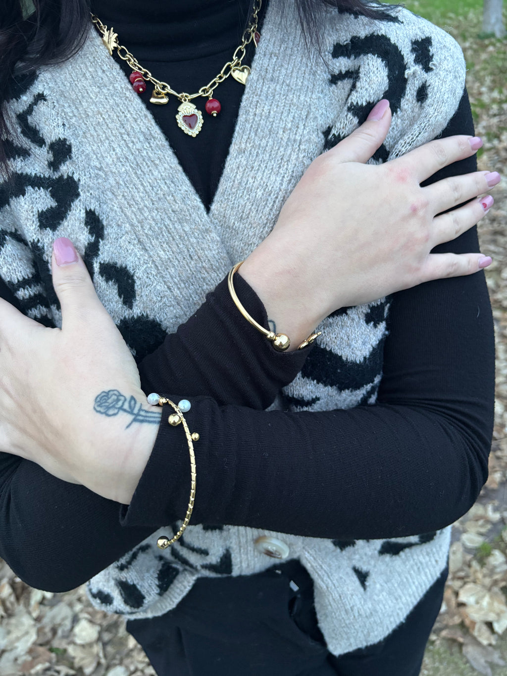 Bracelet jonc Billes doré