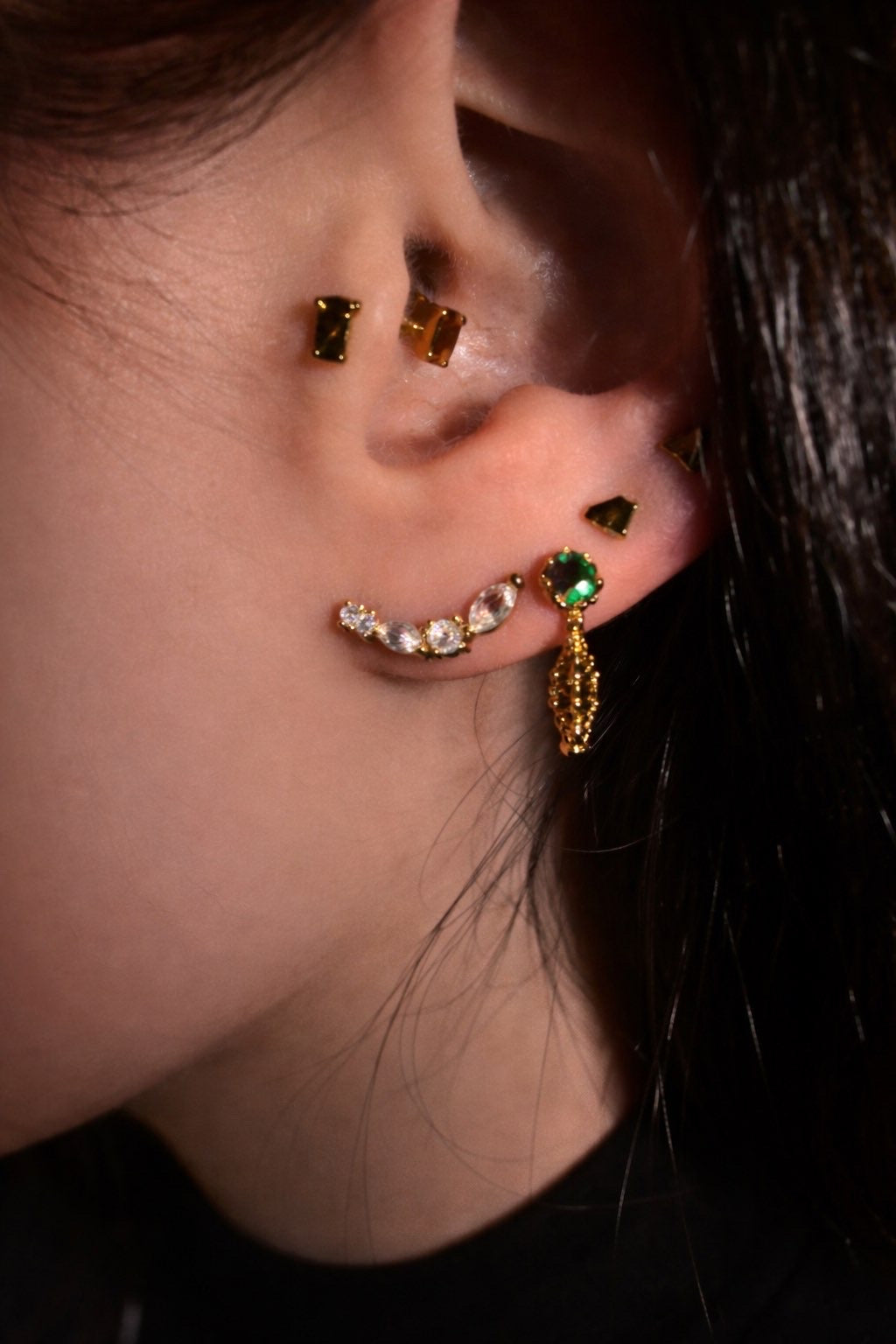 Piercing Linéa strass doré  Solyalis