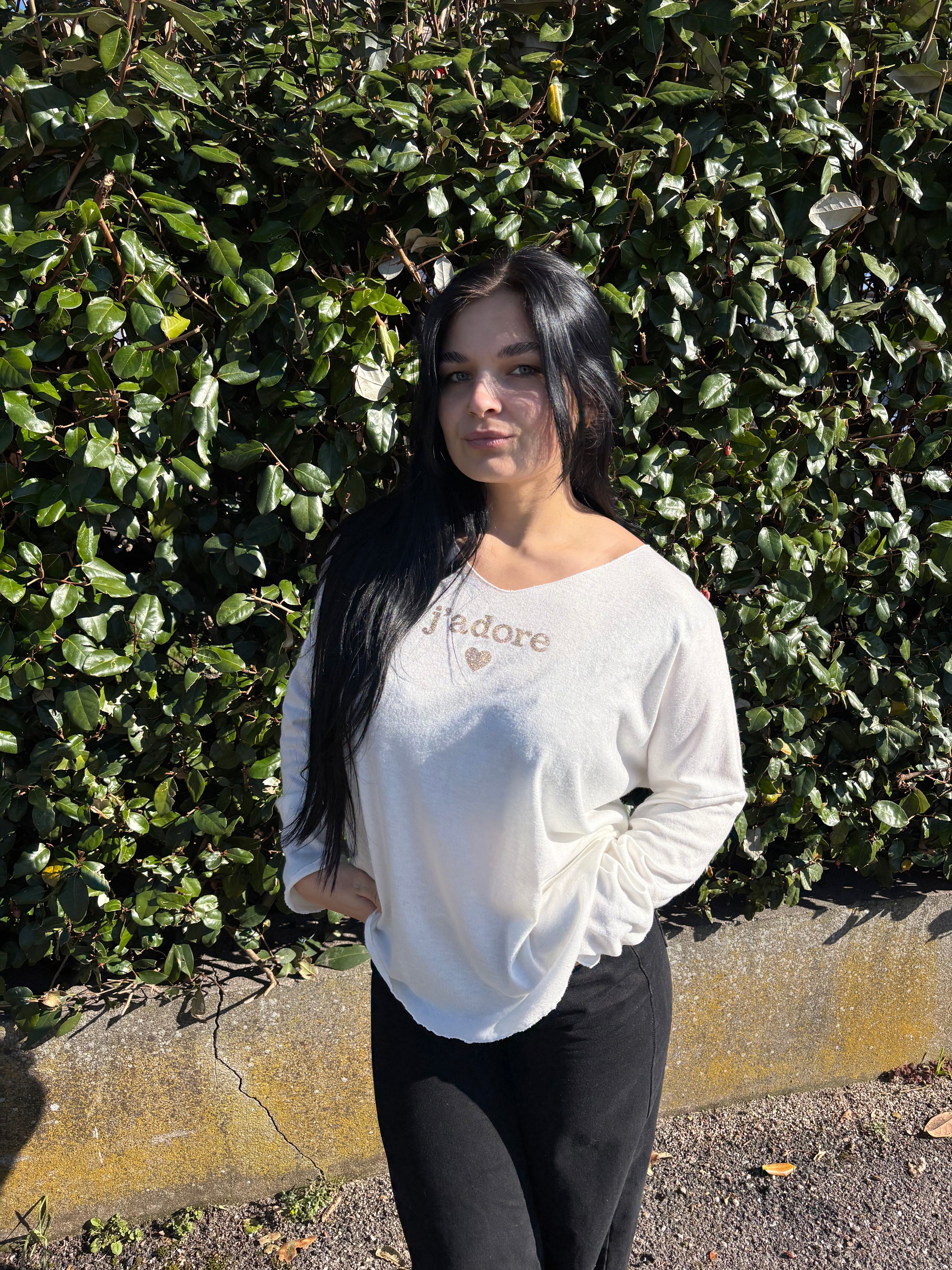 Pull J'adore blanc