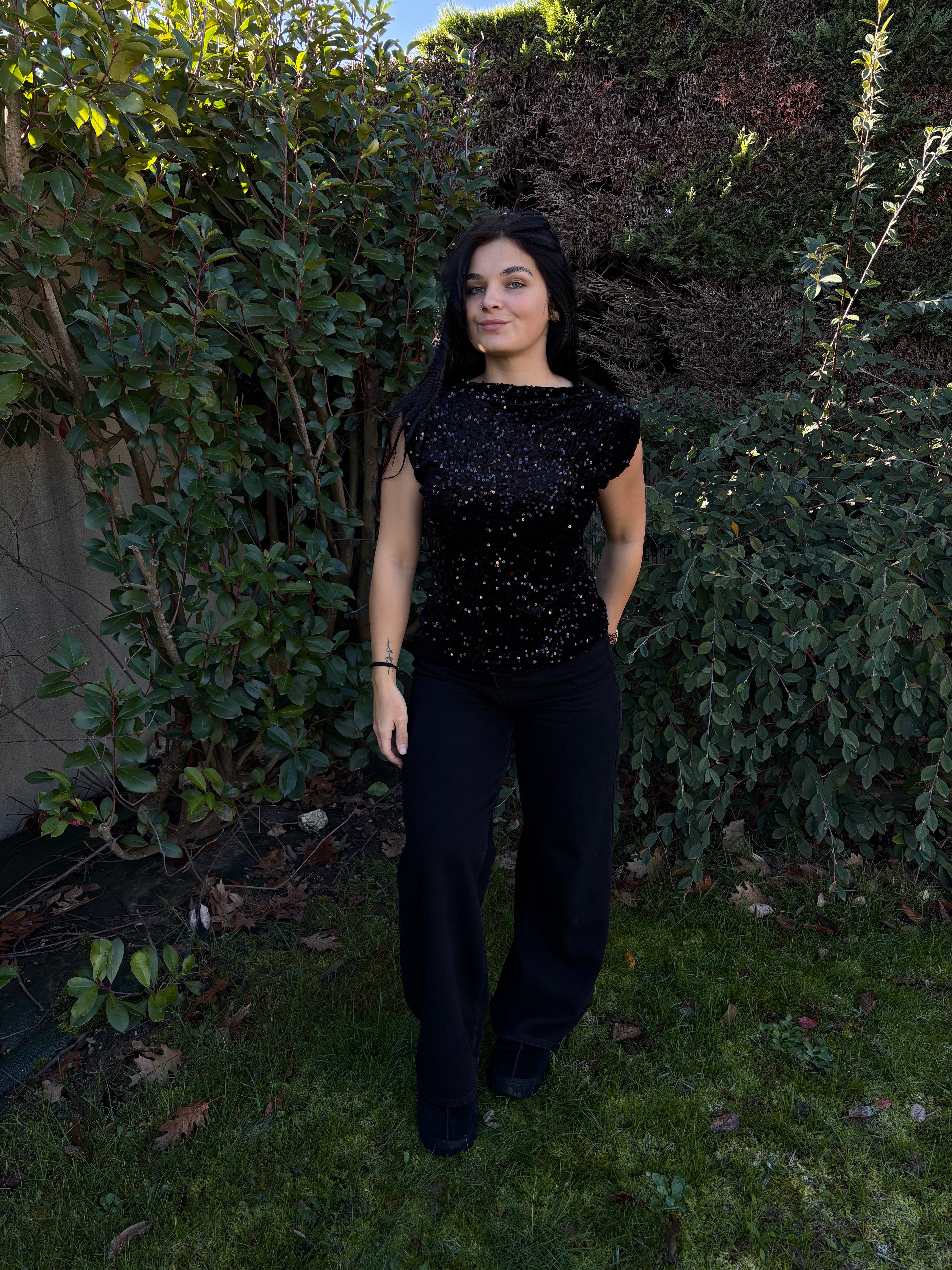 Top velours Aby noir