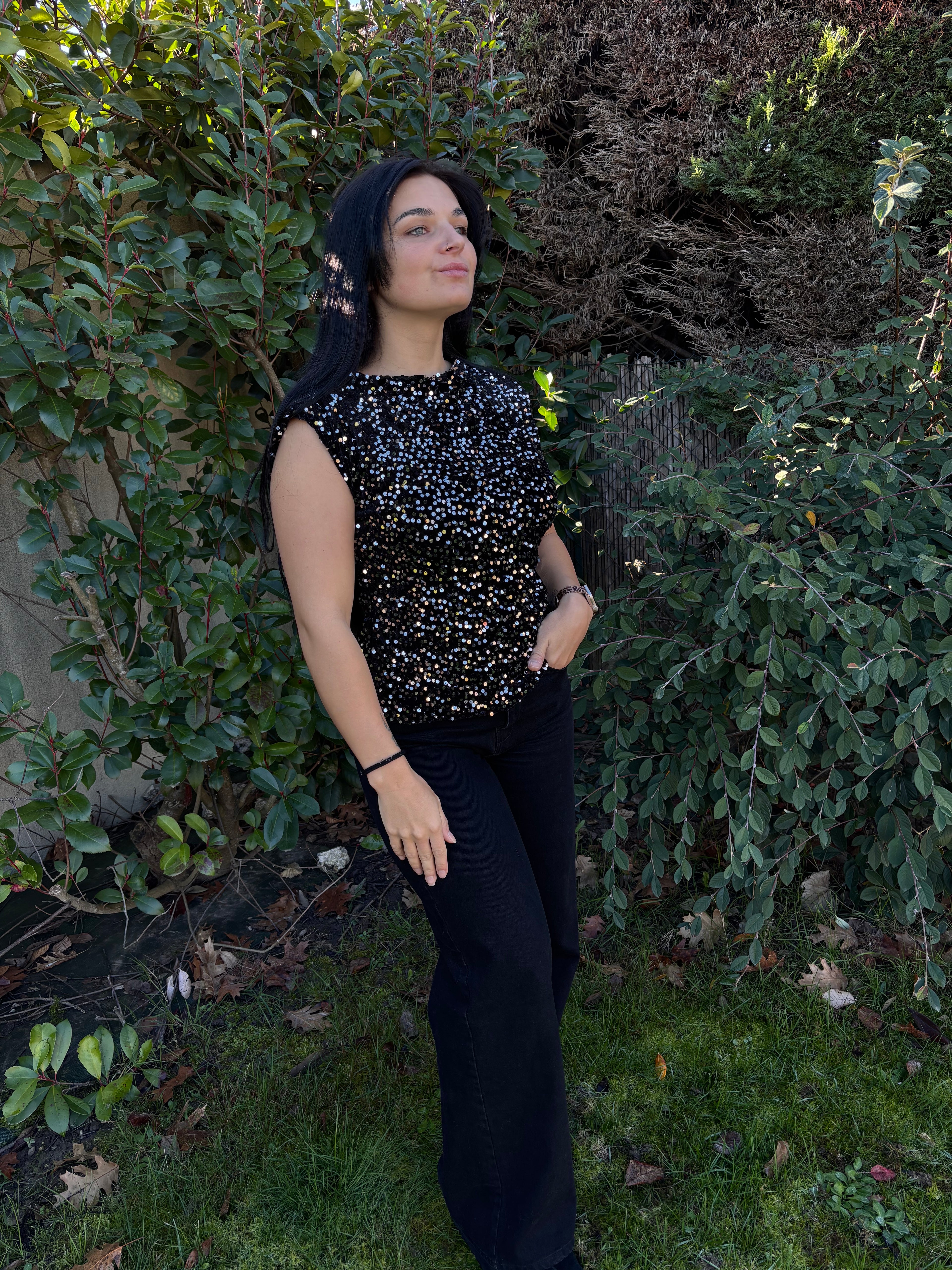 Top velours Aby silver