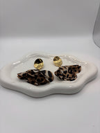 Boucles Léopard - Dorées & tissu