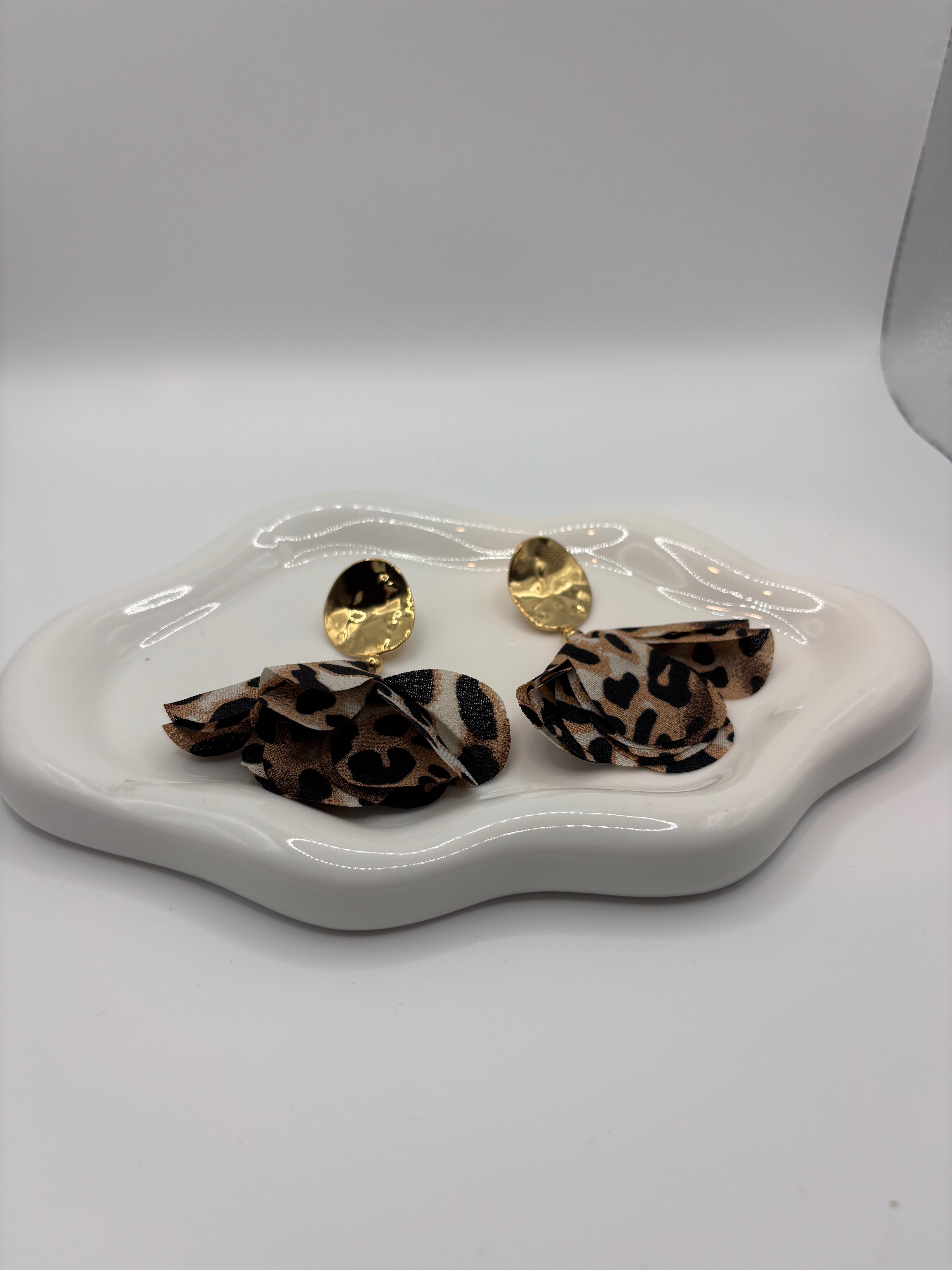 Boucles Léopard - Dorées & tissu