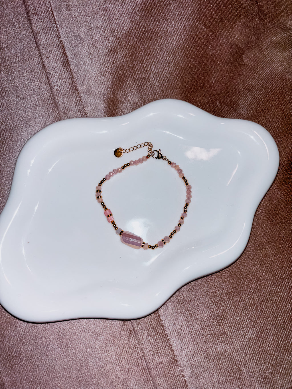 Bracelet Perles - Rose pâle & Doré