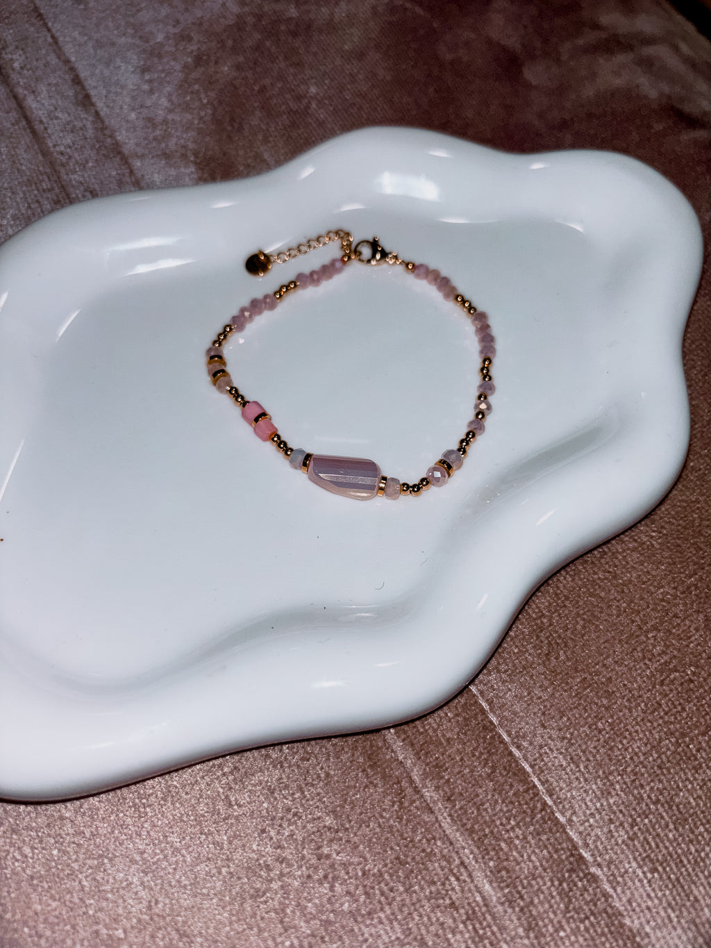 Bracelet Perles - Rose pâle & Doré