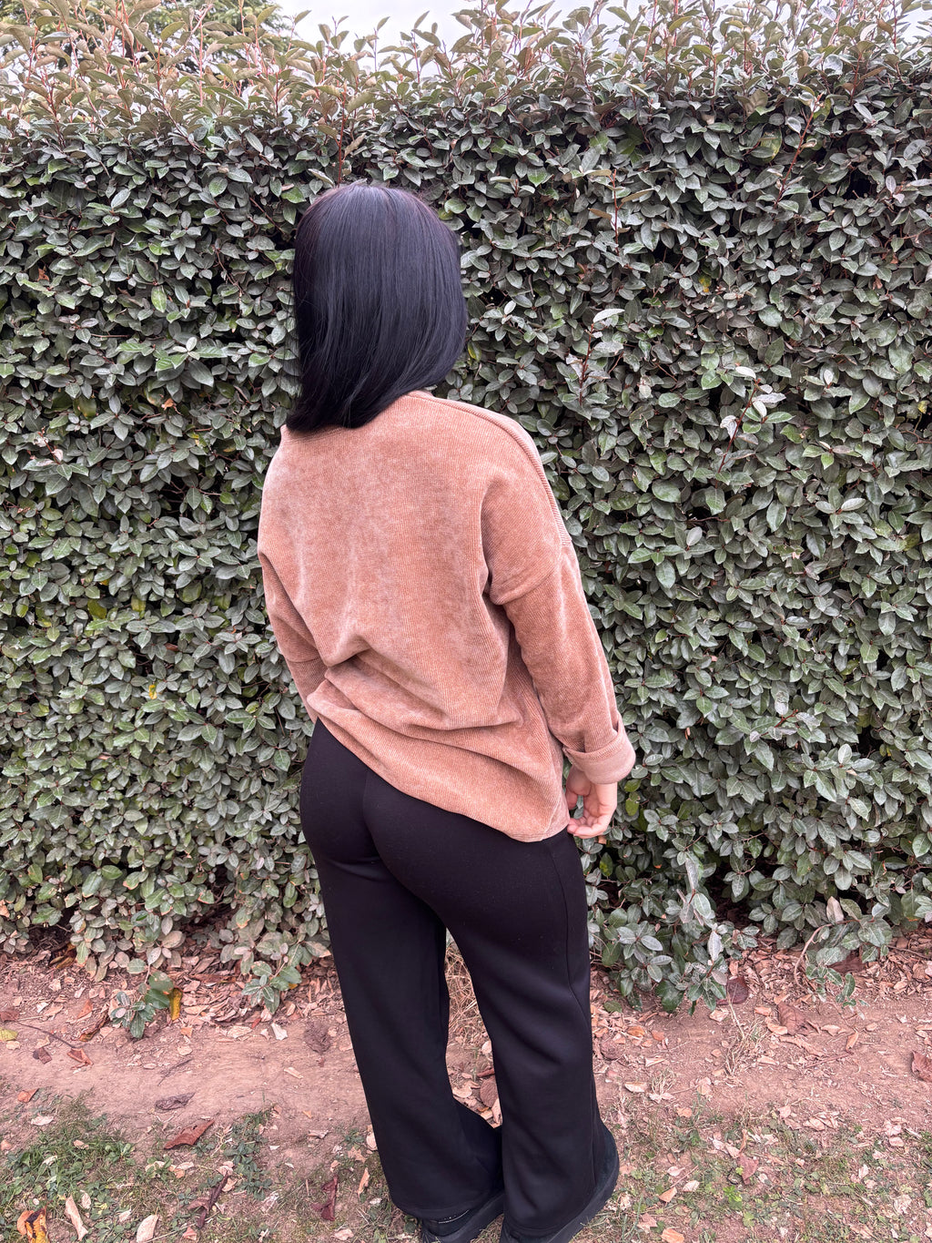 Pull Ivy – effet velours (Camel, Taille unique)