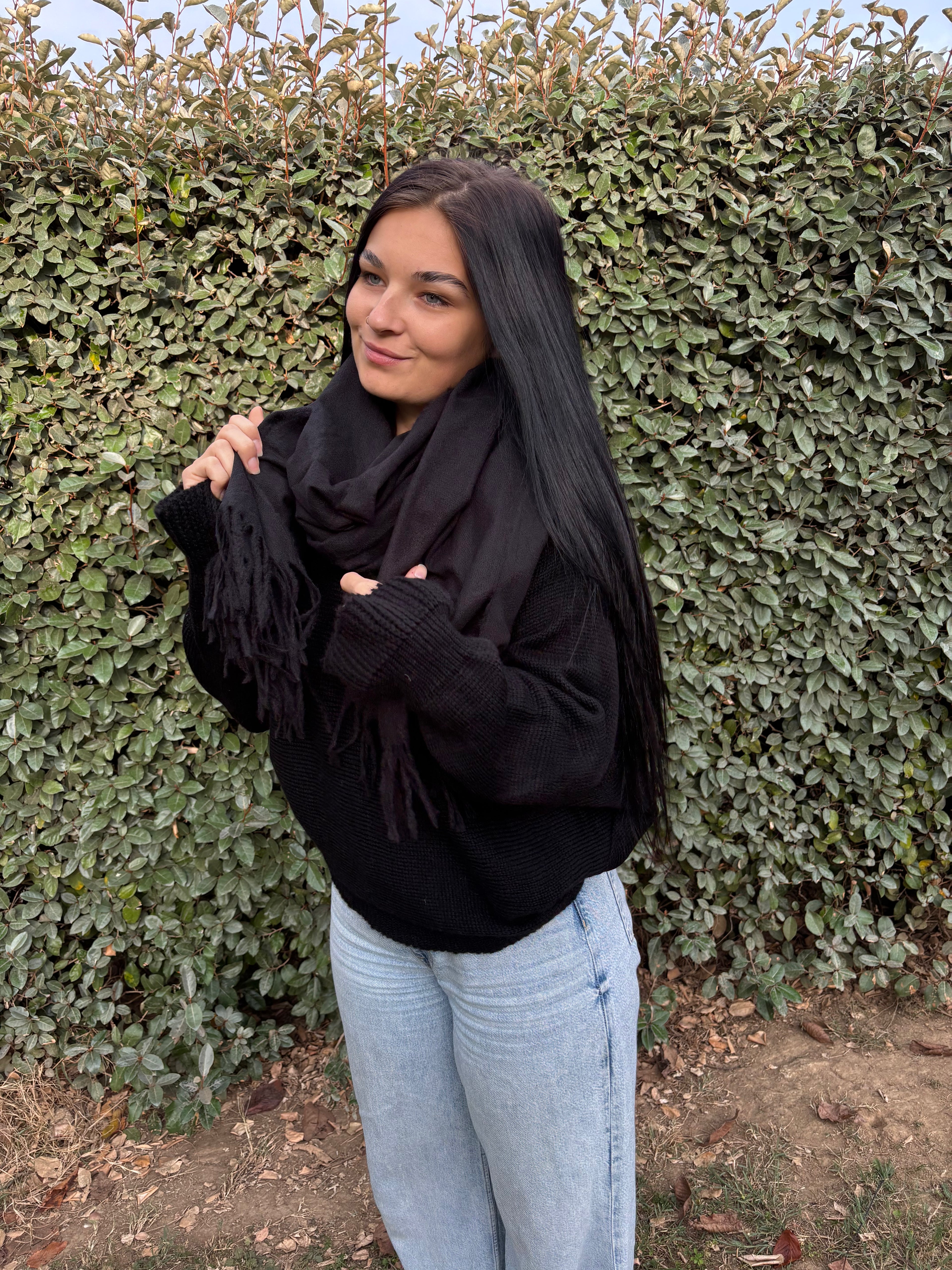 Écharpe laine – toucher cachemire (Noir)