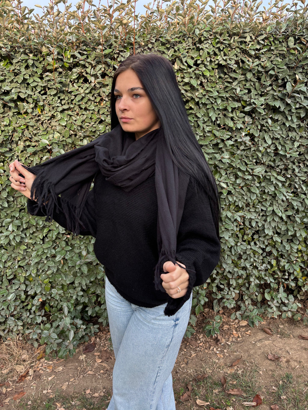 Écharpe laine – toucher cachemire (Noir)