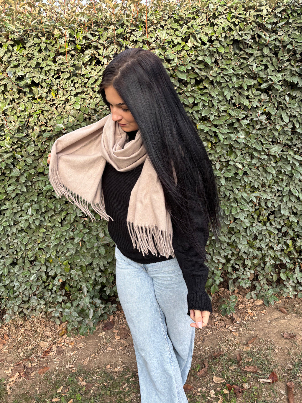 Écharpe laine – toucher cachemire (Taupe)