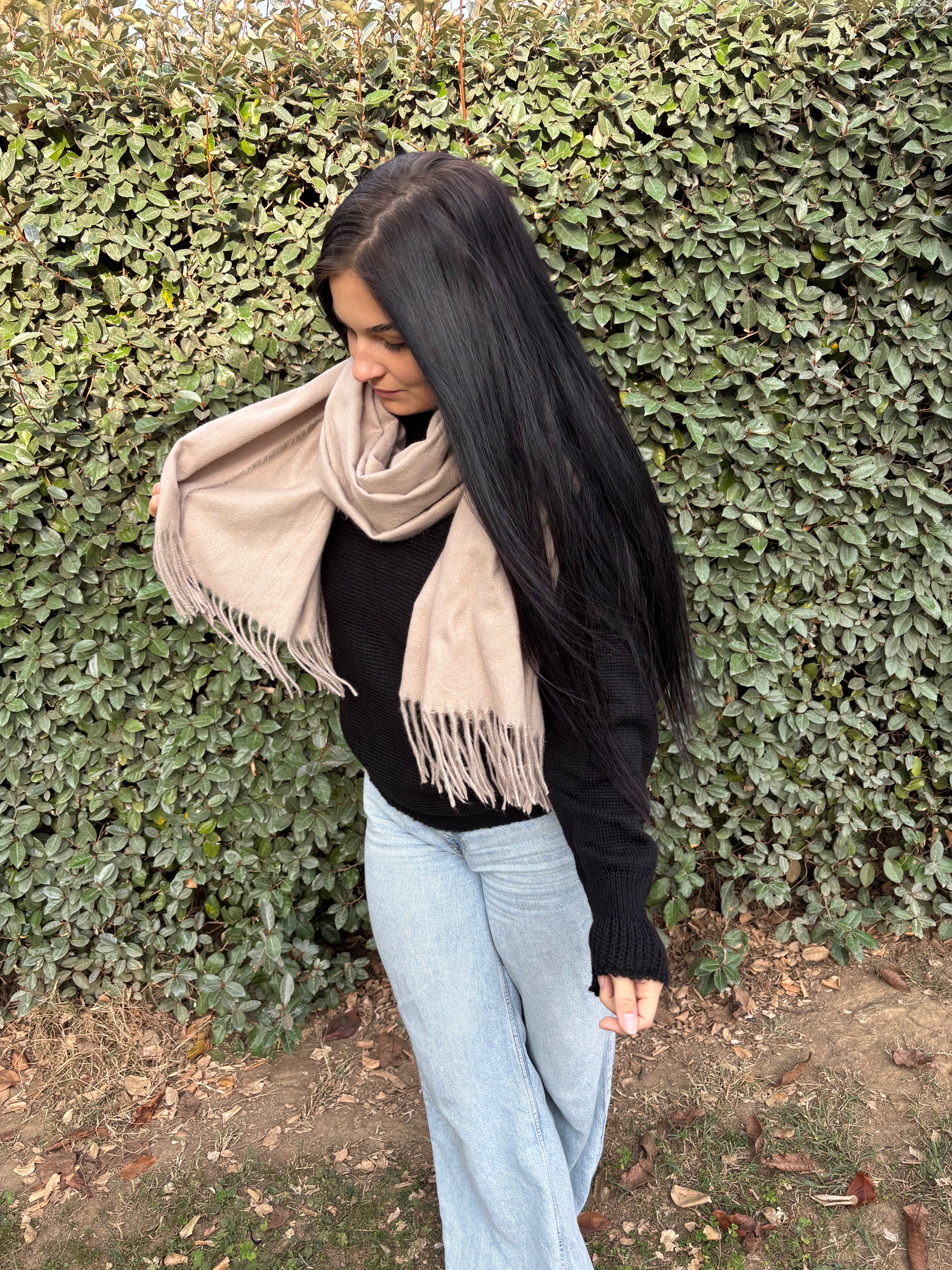 Écharpe laine – toucher cachemire (Taupe)