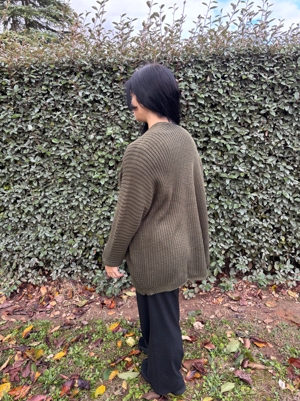 Gilet Anna – grosses mailles vert (Taille unique)