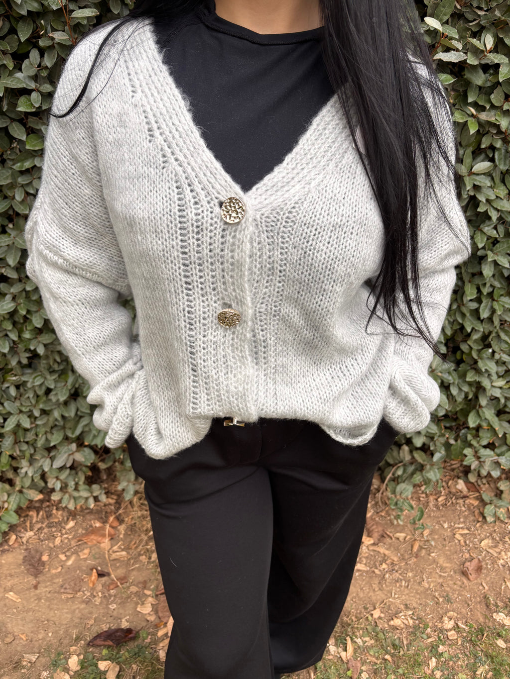 Gilet Mia – boutons dorés (Taille unique)