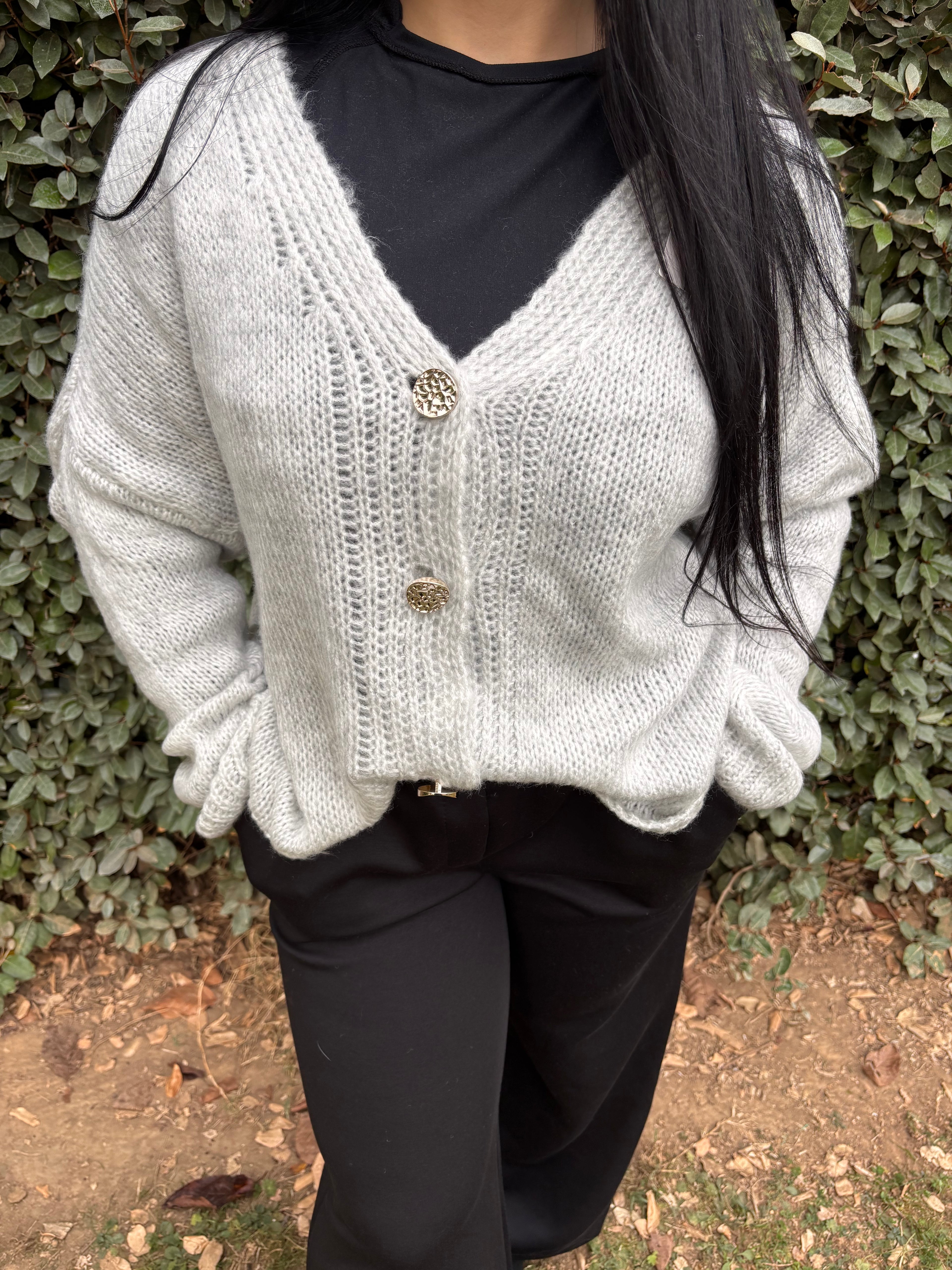 Gilet Mia – boutons dorés (Taille unique)