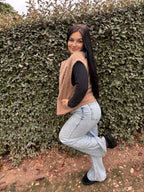 Veste sans manches Emma – camel (Taille unique)