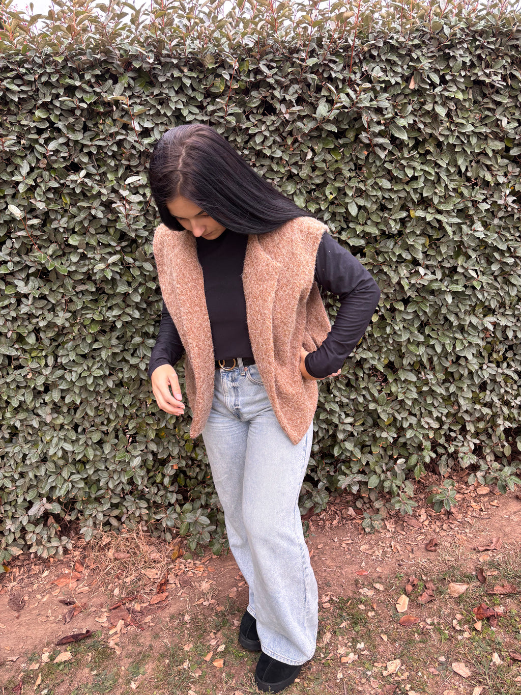 Veste sans manches Emma – camel (Taille unique)