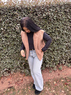 Veste sans manches Emma – camel (Taille unique)