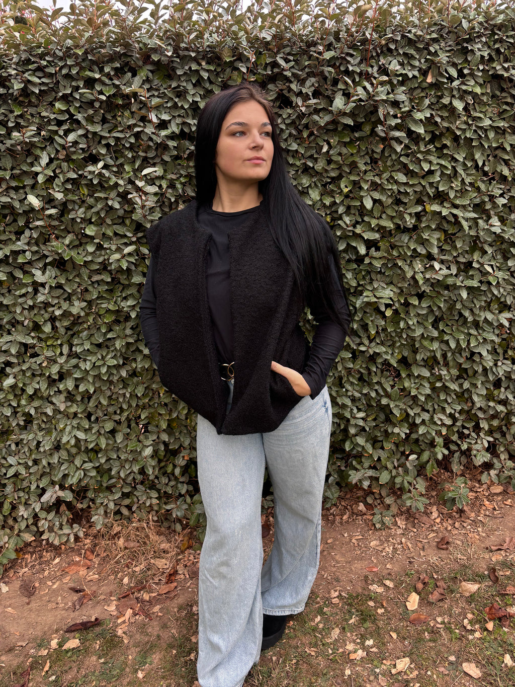 Veste sans manches Emma – noir (Taille unique)